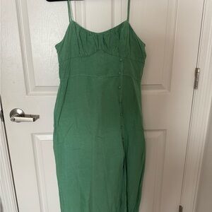 Zara Elegant Green Spaghetti Strap Dress